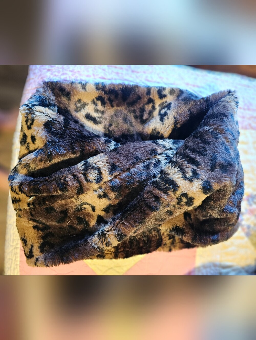 NWT Faux Fur Leopard Print Infinity Scarf - Brown